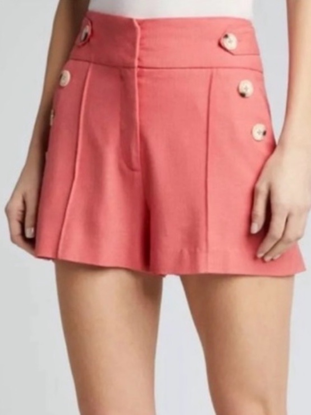 Veronica Beard Pine Short - Size 4- Button-Trim Coral Women’s Shorts